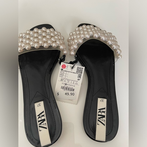 NWT Zara Pearl Slides Sandals - Picture 3 of 6